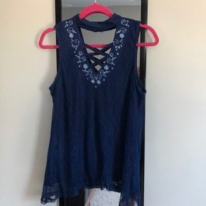 Blue lace top
